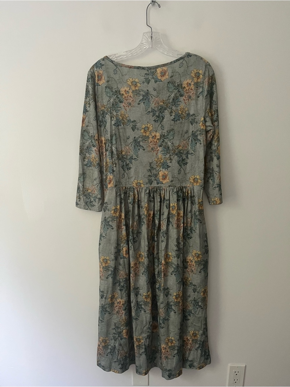 Peruvian Connection Windflower Floral Midi 3/4 Sleeves Pima Cotton Dress Medium - Picture 5 of 10